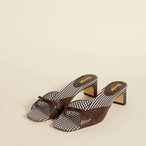 Women's Rouje Brown Leather Bow Kitten Heel Mule